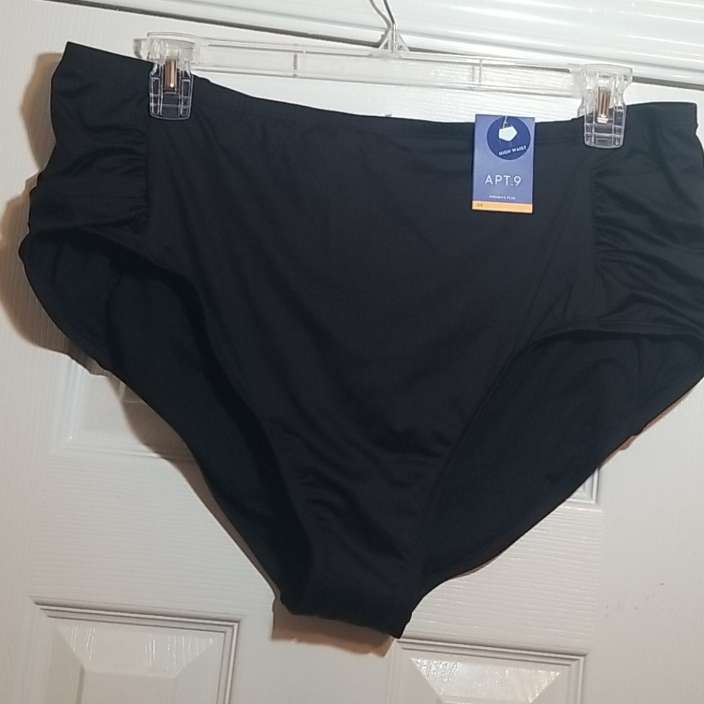 Apt. 9 Women's High Waist Black Swimsuit Bottom